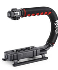 Comfy Handheld Video Stabilizer Grip with Cold Shoe Mount for DSLR Cameras and Camcorders, featuring ergonomic handle design.