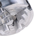Close-up of 4 Jaw Lathe Chuck Set For Mini Lathe Alloy Steel Self Centering Wood Turning Chuck with jagged jaws
