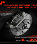 Straight Up Heavy Duty Front Brake Rotors And Ultra Low Dust Ceramic Pads Kit For Lexus Nx Rx Toyota Highlander Sienna 12 Point 91 Inch Backroad Ready Complete Swap displayed on a vehicle's brake system.