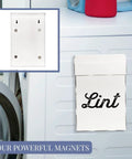 Vintage Shabby Chic Enamel Lint Bin With Magnetic Back For Dryer Or Washer Mount, Distressed White Laundry Room Decor