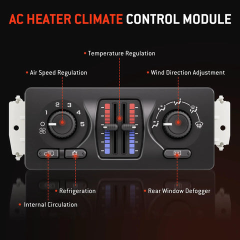 Front view of Plug And Play Climate Control Module And AC Panel For 2003 2007 GM Trucks And SUVs Fits Silverado Sierra 1500 2500 3500