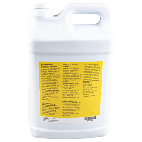 Back label of Hy Gard 2.5 Gallon Twin Pack Hydraulic And Transmission Oil For 5000 Series Tractors Beefy Multi Viscosity Lube
