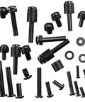 Universal TV Mount Hardware Kit Featuring M4 M5 M6 M8 Screws And Spacers In A Sturdy Organizer Box for black fasteners and washers.