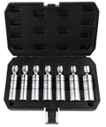 Spark Plug Socket Set 7 Piece 3/8 Inch Drive Magnetic Thin Wall Deep Sockets For Removal And Installation Includes 14mm 16mm 18mm 21mm 9/16 13/16 3/4 Steel Tool Kit With Storage Case displayed in open black case