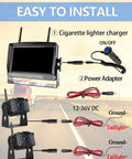 Installation diagram for Wireless 1080P RV Backup Camera System With Dual Antennas, 4 Channel 7 Inch Monitor, IP69K Waterproof