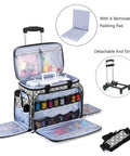 Detachable Dolly Sewing Machine Case With Rolling Tote And Removable Bottom Pad for Standard Sewing Machines, open pockets view