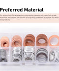 Go To Oil Drain Plug Crush Washer Set For M10 M12 M14 M16 M18 Universal, Copper And Aluminum Gasket Kit in storage box