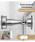 Stainless Steel Magnetic Door Stopper With Strong Hold Safety Catch For Interior Rooms And Bedrooms In Sleek Black Design mounted on a wall.