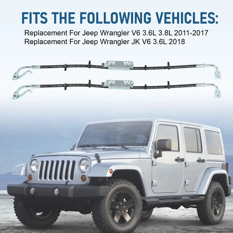Jeep Wrangler Brake Hydraulic Hose Replacement Kit 2011-2017 3.6L 3.8L JK Front Driver and Passenger Side Fits OE Style H621750 H621749