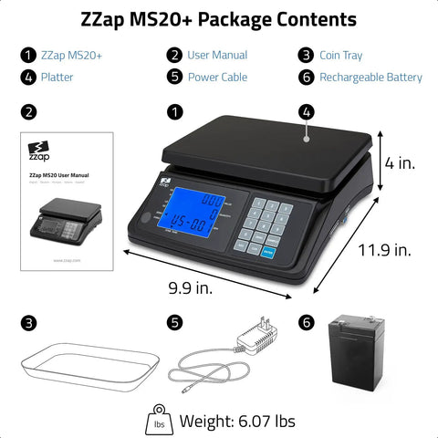 Portable Coin Counting Scale With Battery And Tare Function For Quick Value And Quantity Counts Lets You Track USD EUR CAD GBP Coins package contents