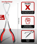 13 Inch Extra Long Internal Snap Ring Pliers With Double Joint Long Reach For Deep Retaining Rings In Housings And Gearboxes Ideal Circlip Pliers For Automotive Snap Ring Removal Tool showing ergonomic grips and jaw range