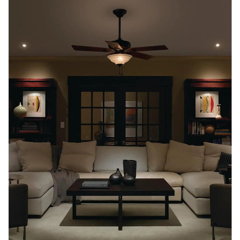 Living room with Maestro Fan Control And Light Dimmer For Dimmable LEDs Incandescent And Halogen Bulbs Single Pole White 2-Pack.