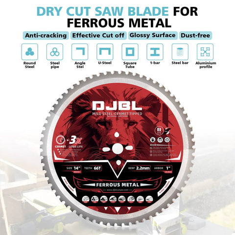 Close-up of a 66T ferrous metal blade for a 14 Inch Brushless Cold Cut Saw With 3500W Power Variable Speeds.
