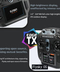 Close-up view of 16 Channel OpenTX RC Transmitter with 3.5 inch IPS screen, dual band 2.4G and 900MHz, featuring hall effect gimbals.