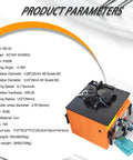 Job Site Ready 1/4 To 1 Inch Electric Rebar Bender With Dual Foot Switch For Heavy Duty Construction Tasks And Effortless 0 To 180 Degree Steel Bending 1700 Watt Beast with parameters displayed.
