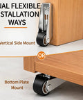 Badass Heavy Duty Vertical Track Roller Wheel For Barn Doors And Drawers Featuring Rock Solid Rubber Casters Quiet Anti Sag Guide and Steel Core that Moves Smooth As Butter With Total Ease And Zero Fuss installation options for vertical side mount and bottom plate mount.