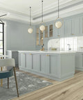 Modern kitchen with Six Pack Gold Dresser Knobs For Drawers And Cabinets Hardware Pulls In Brushed Brass Vintage Luxury Finish.