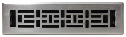 Oriental Floor Vent Register 2-Inch By 12-Inch Brushed Nickel, Easy Drop In Install, with oriental design pattern visible.