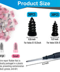 61 Piece Tire Repair Kit With Self Screw In Plugs Screwdriver And Handy Storage Box Fast On The Road Tire Patch For Cars Motorcycles Trucks And Tractors Tubeless Puncture Repair Made Easy showing two plug sizes and screwdriver