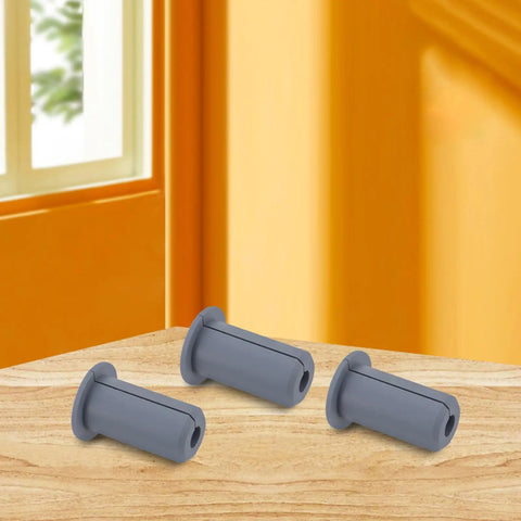 Cool UKCOCO 6 Piece Silicone Cable Grommet Kit Plus Wall Cord Covers To Keep Wires Tidy And Organized For Home Office Or Industrial Spaces With Simple Installation And Heavy Duty Design That Works Like A Charm For Any Room. 6 grey silicone grommets on wood