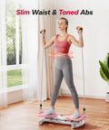 Heavy Duty Waist Twister Machine For Killer Core Workouts Rock Solid Ab Twist Board used by a woman in a home setting.