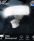 Three Head LED Outdoor Flood Light With Motion Sensor No Fuss Security Light For Garage And Yard 3000 Lumen Daylight 6000K