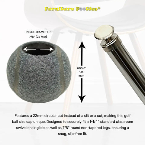 PreCut Tennis Ball Furniture Glides For Chairs And Tables Brown 200 Count showing 7/8 inch diameter felt disc for chair legs.