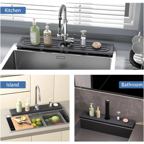Premium Stone Faucet Mat For Kitchen Sink Heavy Duty Water Absorbing Splash Guard Fast Drying Countertop Protector in kitchen and bathroom.