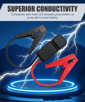 Heavy Duty Car Emergency Battery Jump Cable With EC5 Connector and Snappy Battery Clamps for 12 Volt portable starters with black and red clamps.
