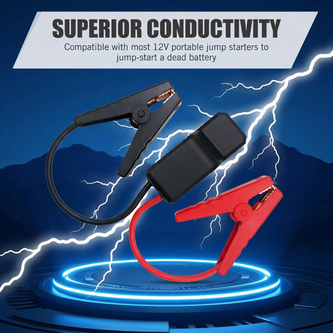 Heavy Duty Car Emergency Battery Jump Cable With EC5 Connector and Snappy Battery Clamps for 12 Volt portable starters with black and red clamps.