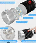 Detailed components of Magnetic Work Light With Flexible Gooseneck LED Lamp, showing LED beads, aluminum radiator, and switch button.