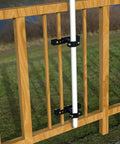 Heavy Duty Patio Umbrella Holder for Deck Rail and Balcony Attachments, easy clip on clamp stand, attached securely to railings