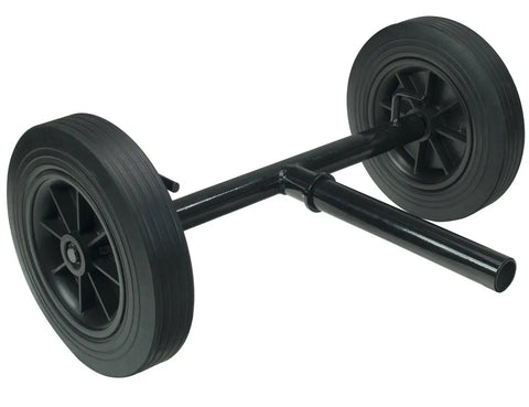 Beast Mode One Piece Pipe Threader And Heavy Duty Cutter With Complete Oil Setup And Smooth Rolling Transport Cart Built Damn Tough To Thread Half To Two Inch Pipe Daily, featuring durable black wheels and steel frame.