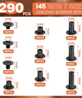 145 Sets Chicago Screws For Leather In Black Gunmetal Finish Durable Carbon Steel Belt Hardware Kit With 7 Size Options