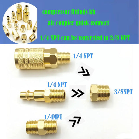 Complete 55 Piece One Quarter Inch NPT Air Hose Fittings Kit With Quick Connect Couplers And Plugs For Air Compressors