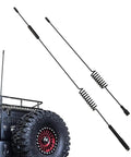 Two Piece Metal RC Antenna Set In 7.68 Inch And 11.4 Inch For Axial SCX10 90046 Traxxas TRX4 D90 D110 Tamiya CC01 1/10 RC Crawler Upgrade Realistic Antenna Simulation Decor To Give Your Rig A Badass Look displayed on crawler
