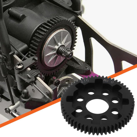 32P 0.8 Mod 57T Carbon Steel Spur Gear For Arrma 1/10 3S RC Cars installed in drivetrain and detailed view