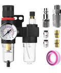 Inline Air Pressure Regulator With Water Separator And Gauge For Your Compressor Setup One Quarter Inch NPT Brass Kit
