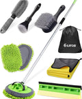 62 Inch Long Handle Car Wash Kit With Microfiber Heads, No Scratch Exterior Cleaning, includes aluminum rods and cleaning brushes