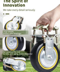 Six Inch Gate Wheel For Metal Tube Gates One Pack Anti Slip Adjustable Farm Gate Wheel with hand showing assembly details