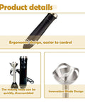 No Sweat 300W Hand Blender With Variable Speed Dial For Smoothies Baby Food Purees And Sauces Compact Immersion Stick Mixer showing ergonomic design and disassemblable mixing head.