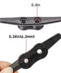 Heavy Duty 4 Inch Black Dock Cleats With Hardware 4 Pack showing dimensions and details, ideal for piers and decks.
