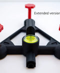 Rock Solid Golf Launch Monitor Stand With Quick Height Adjustments From Quarter Inch To Two Inches showing extended version with red knobs.
