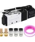 Aluminum 5 Way Pneumatic Solenoid Valve DC 12V Normally Closed 2 Position With One Eighth Inch NPT Ports For CNC Machines