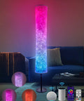 RGB Color Changing LED Floor Lamp Smart Light with Alexa and Google App Control, in living room, music sync mode.