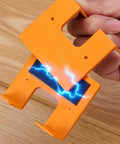 Door Jamb Hinge Jig Kit With Thickened Mounting Plates For Quick, No Hassle Hinge Install, featuring orange plastic and magnetic detail