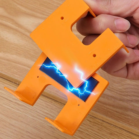 Door Jamb Hinge Jig Kit With Thickened Mounting Plates For Quick, No Hassle Hinge Install, featuring orange plastic and magnetic detail