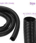 Slick Ten Foot Black Split Wire Loom Tubing Packing A Bendy One And A Half Inch Covering, showing 10 ft corrugated cable sleeve.