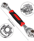 52 In 1 Universal Socket Wrench Set With 360 Degree Rotating Head And Rubber Handle in stainless steel, showing multi-tool details