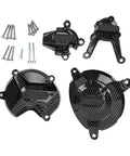 Straight Forward Fiberglass Nylon Engine Cover Set Replacement For Bmw S1000R 2009 To 2016 with carbon weave and mounting hardware.